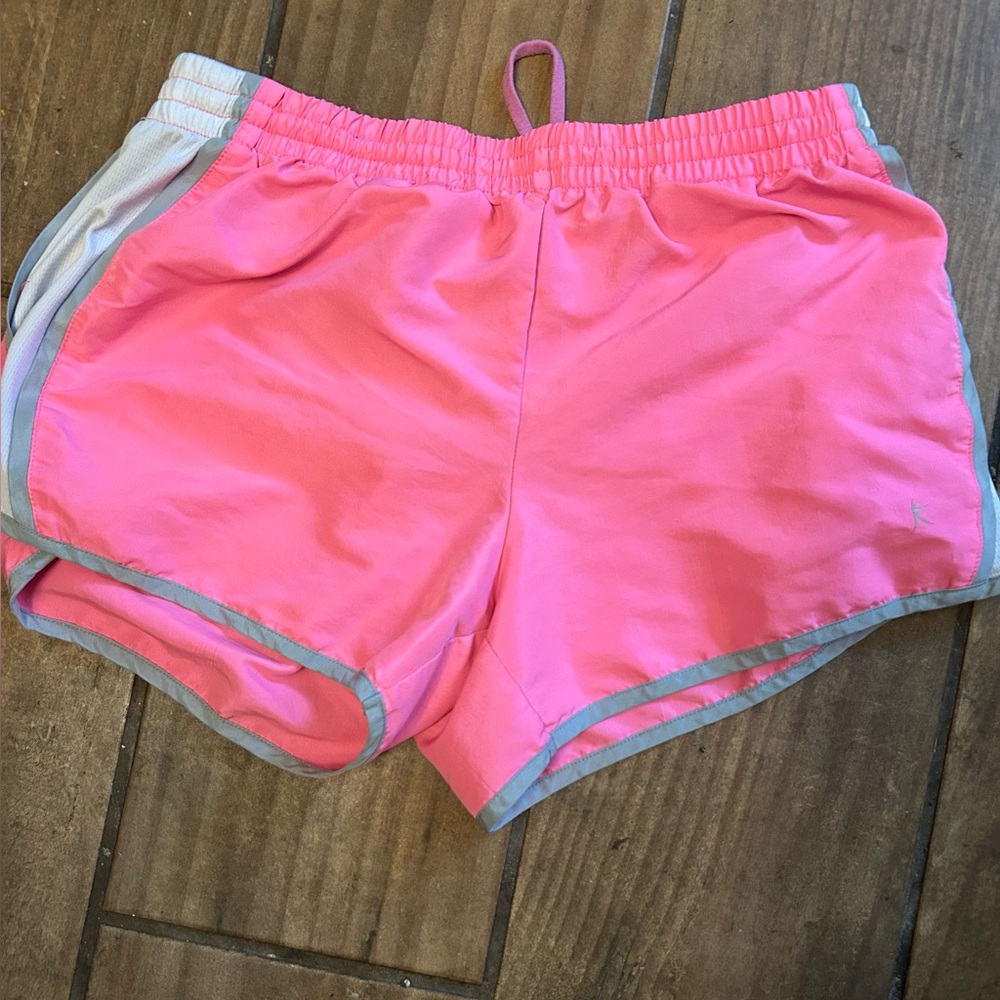 Danskin Now Pink and Gray Athletic Shorts with Reflective Trim